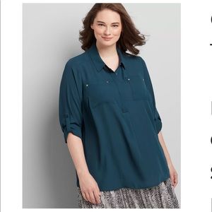 Lane Bryant Convertible Sleeve Chiffon Top Size 22/24